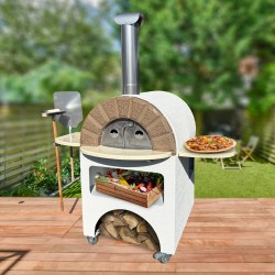 Capri Grande Holzbackofen haselnuss-vanille + Pizzaschaufel und Bürste